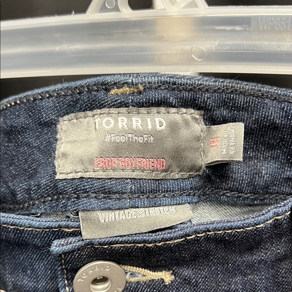 Torrid Dark Blue cropped Jeans with Frayed Hem - Picture 2 of 8